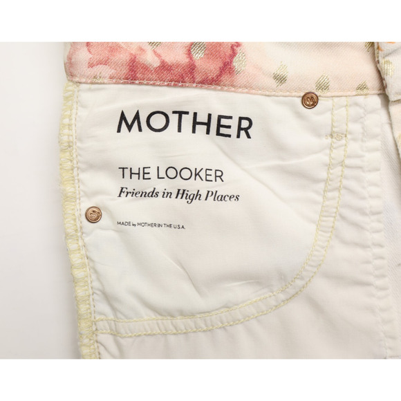 Mother Women's The Looker Friends In High Places Printed Beige Sz 26 - Picture 8 of 13